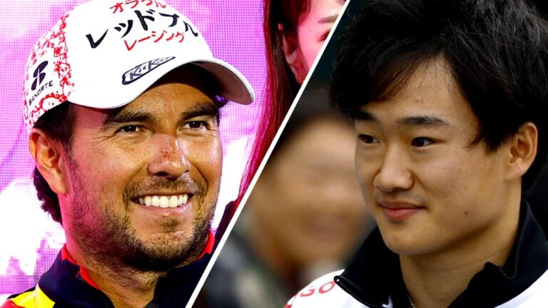 La emotiva felicitación de Checo Pérez a Yuki Tsunoda tras sumar puntos en el GP de Japón