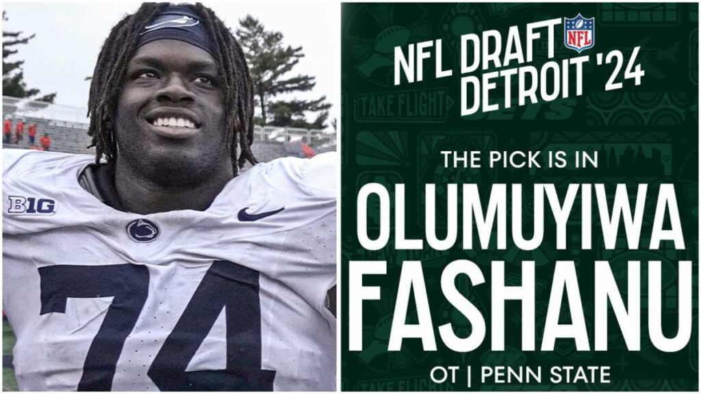 Olu Fashanu pick 10 del Draft NFL por New York Jets | X:@NFL
