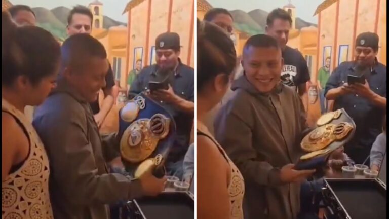 ¡Emotivo momento del Pitbull Cruz! El boxeador mexicano recibe el cinturón de campeón mundial junto a su familia