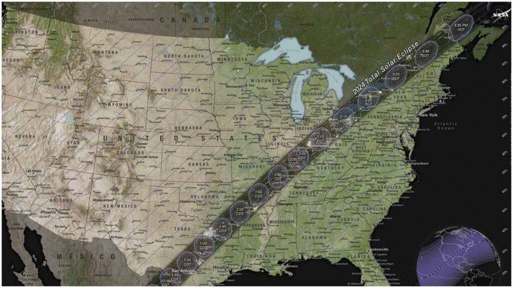 Trayectoria del Eclipse solar 2024 USA | Estudio de visualización científica de la NASA