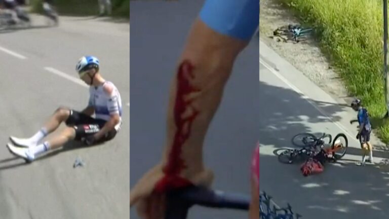 Accidentada etapa: La quinta jornada del Giro de Italia tuvo varios percances, uno de ellos ¡por un bache!