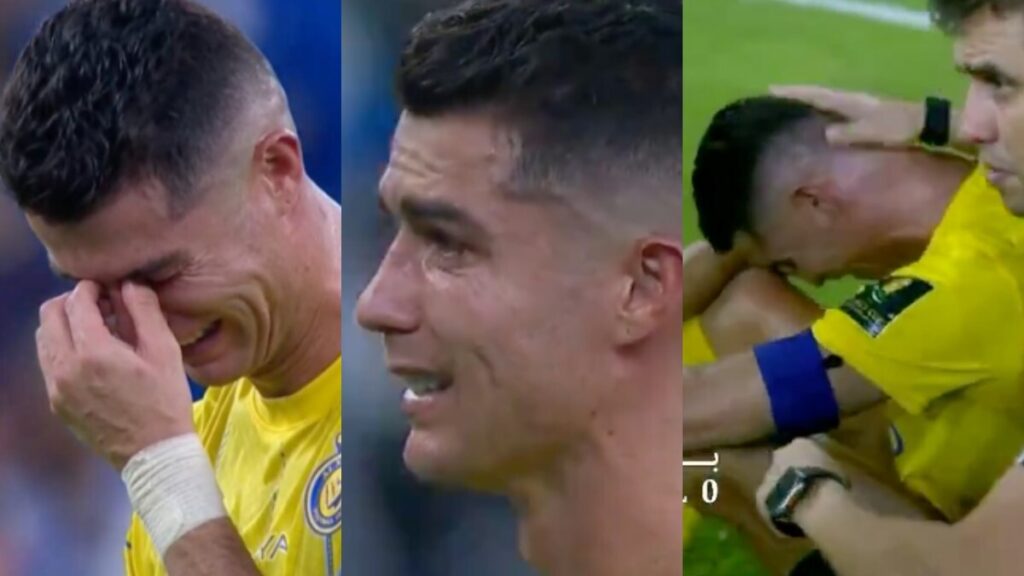 Lágrimas de héroe. Cristiano Ronaldo no aguantó más y se desplomó llorando luego de que el Al Nassr perdiera ante el Al Hilal.