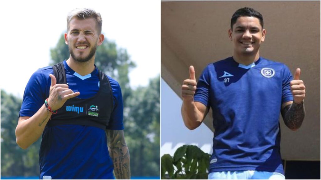 Piovi y Toro Fernández, durante un entrenamiento de Cruz Azul