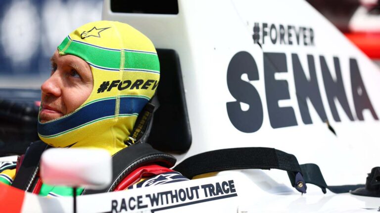Sebastian Vettel rinde emotivo homenaje a Ayrton Senna conduciendo su McLaren en Imola