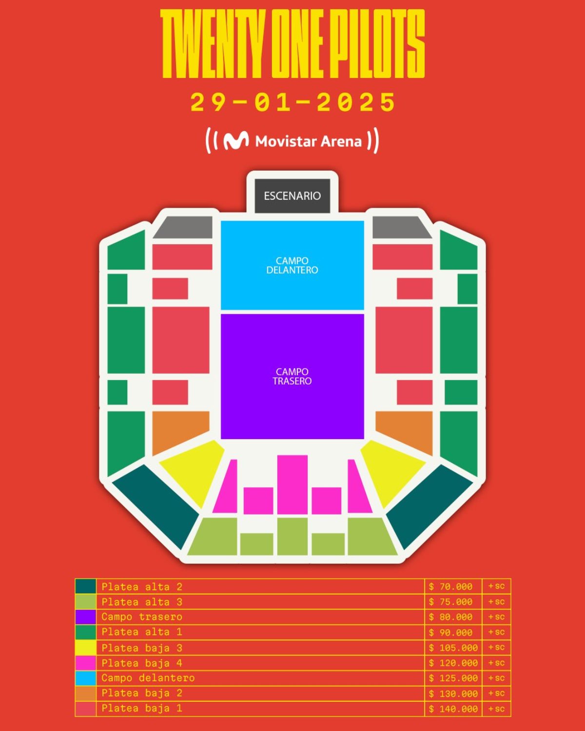 Twenty one pilots en movistar arena c mo comprar entradas y precios