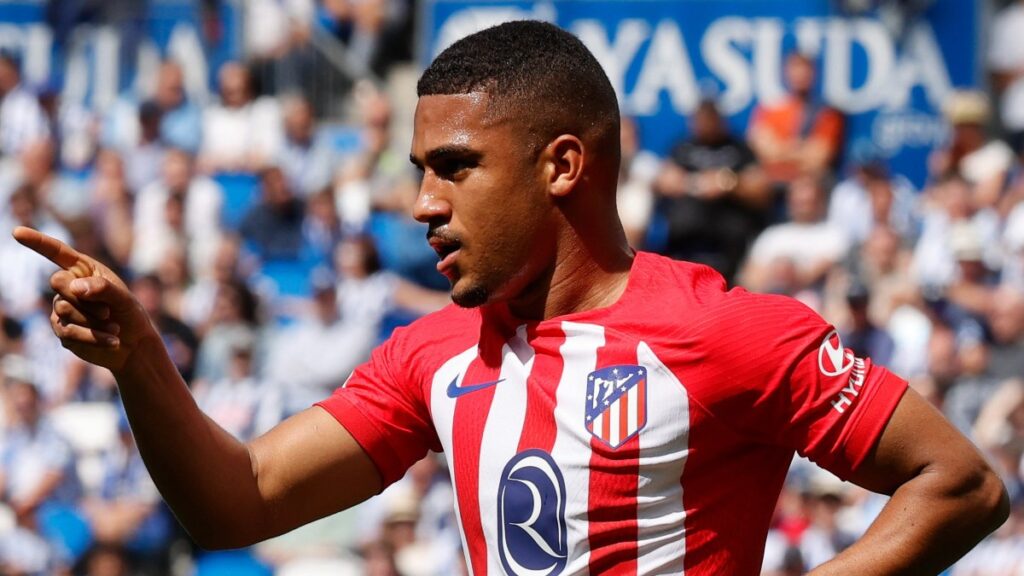 Samuel Lino celebra el gol. - @Atleti.