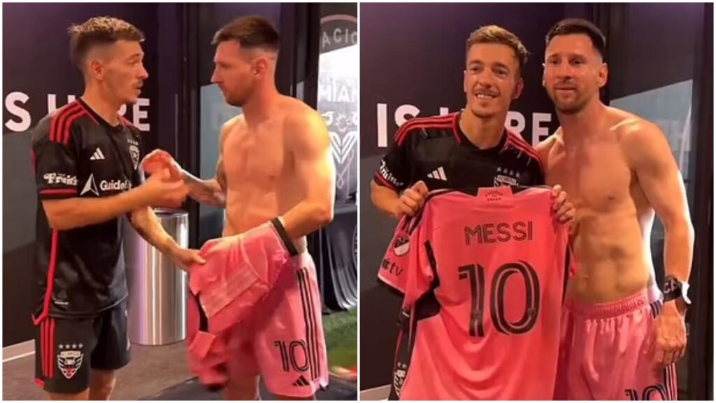 Lionel Messi y Pedro Santos intercambian camiseta | Captura de Pantalla