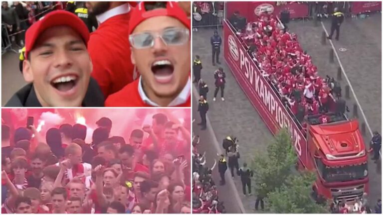 Chucky Lozano disfruta del desfile por el campeonato 25 del PSV