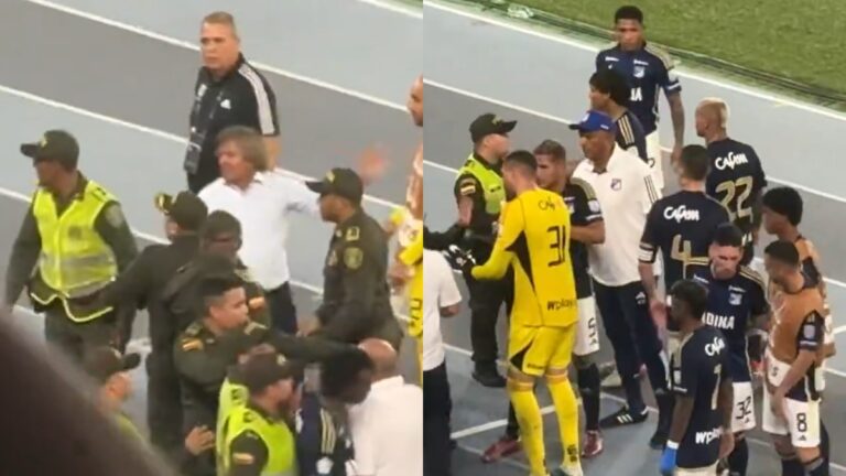 ¿Qué pasó?: Jugadores y cuerpo técnico de Millonarios tuvieron inconvenientes al final del partido ante Junior