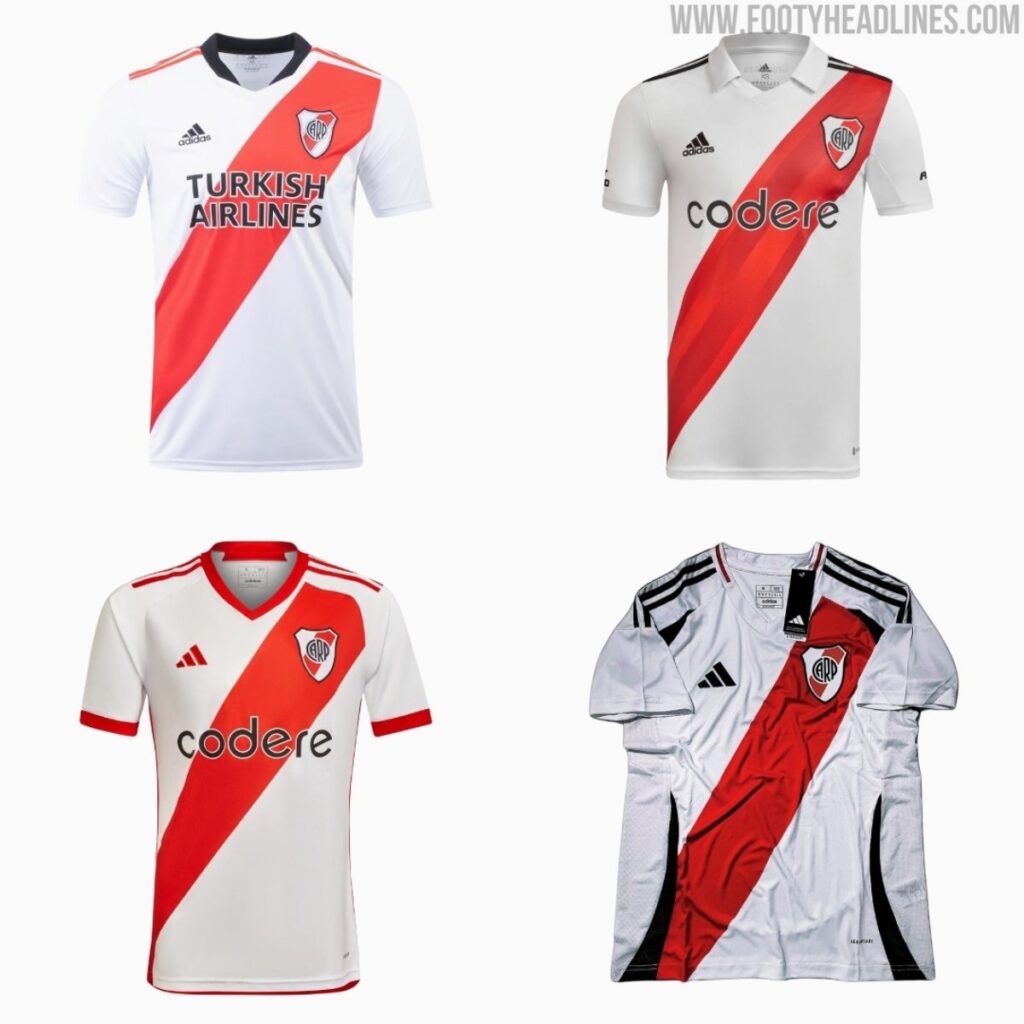 Las últimas camisetas titulares de River | Foto: FootyHeadlines