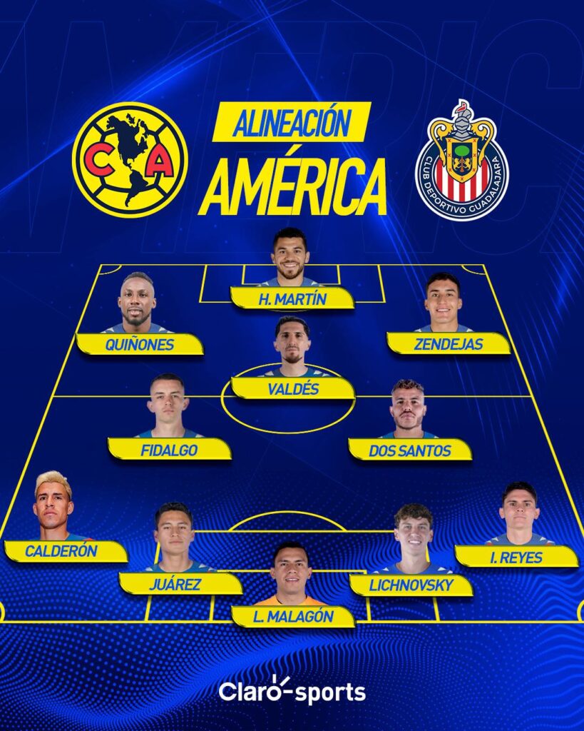 Alineación del América para la vuelta vs Chivas