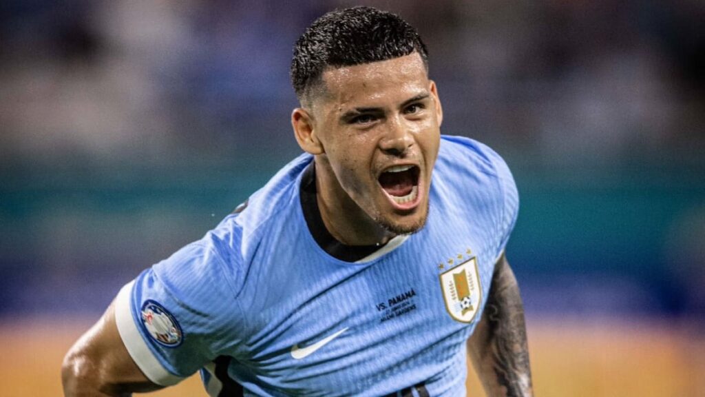 Araújo celebrando el gol de Uruguay | @Uruguay.