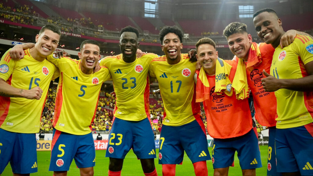Jugadores de la Selección Colombia festejan. - @FCFSeleccionCol.
