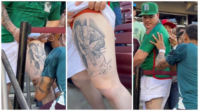 ¡Hasta la piel! Alexis Vega firma tatuaje de un aficionado que demuestra su apoyo a la selección mexicana