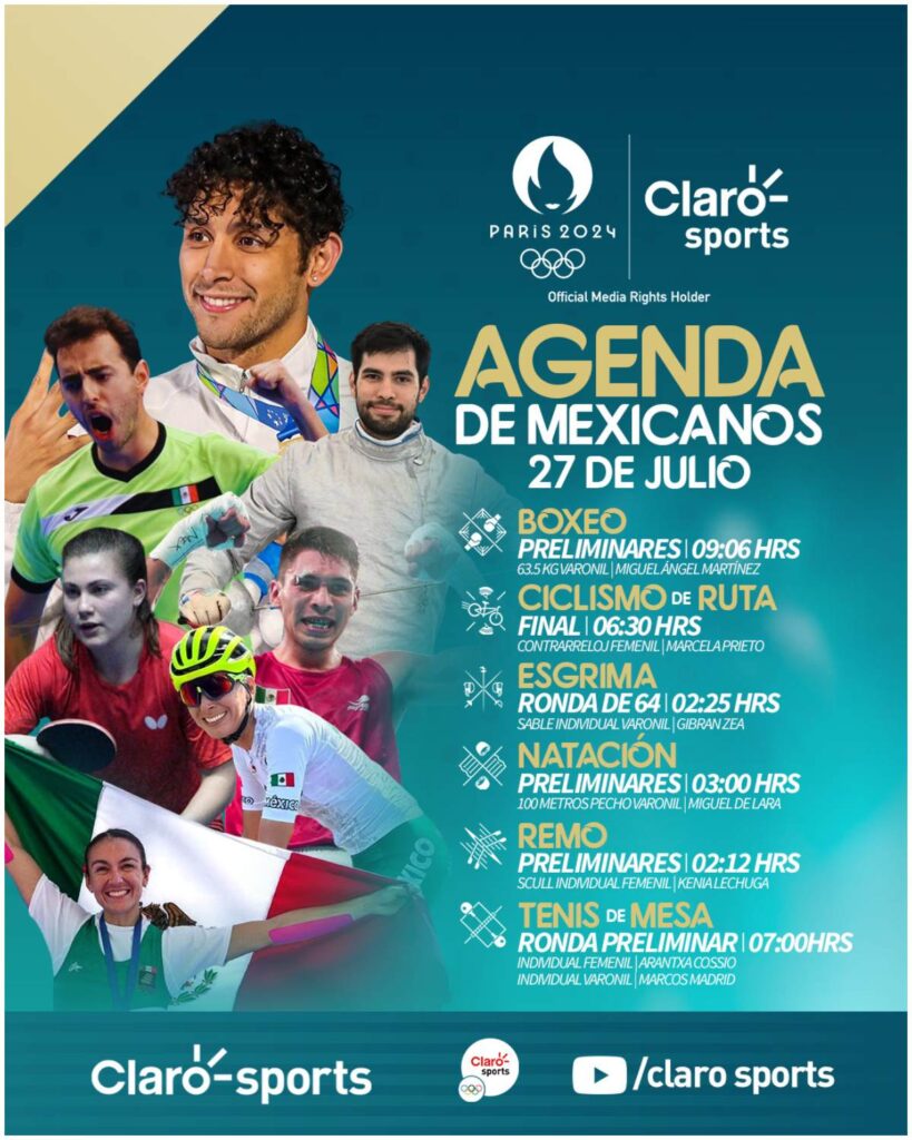 Agenda de los mexicanos del 27 de julio en Paris 2024 | Claro Sports