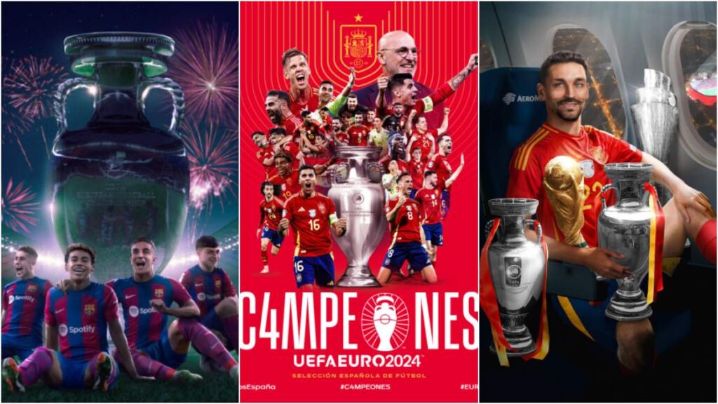 Así fueron felicitados los cuatro veces campeones de Europa: La selección de España.