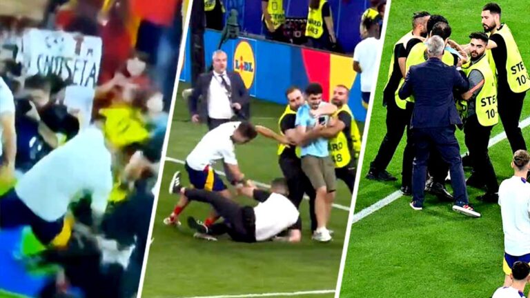 ¡Increíble! Álvaro Morata se va con gestos de dolor en el pase a la final de la Euro, tras ser arrollado por… ¿un guardia de seguridad?