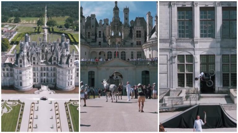 ¡La llama olímpica ilumina el emblemático Castillo de Chambord!