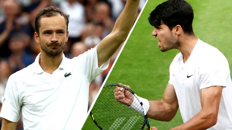 Daniil Medvedev se medirá con Carlos Alcaraz en las semifinales de Wimbledon, tras vencer a un mermado Jannik Sinner