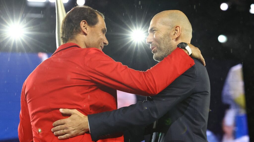 Zidane y Nadal previo al encendido del pebetero