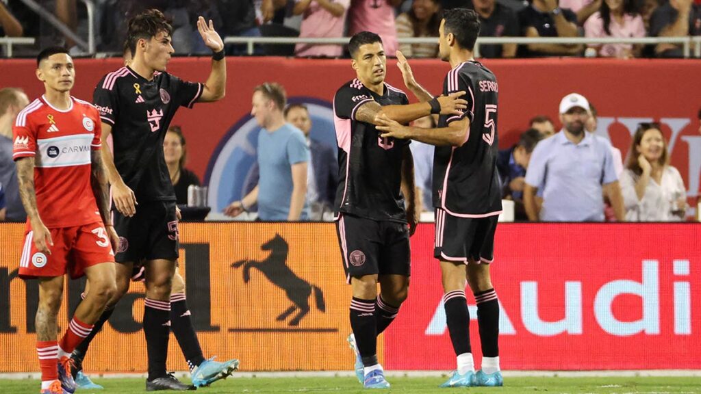 Luis Suárez en festejo de gol con el Inter Miami