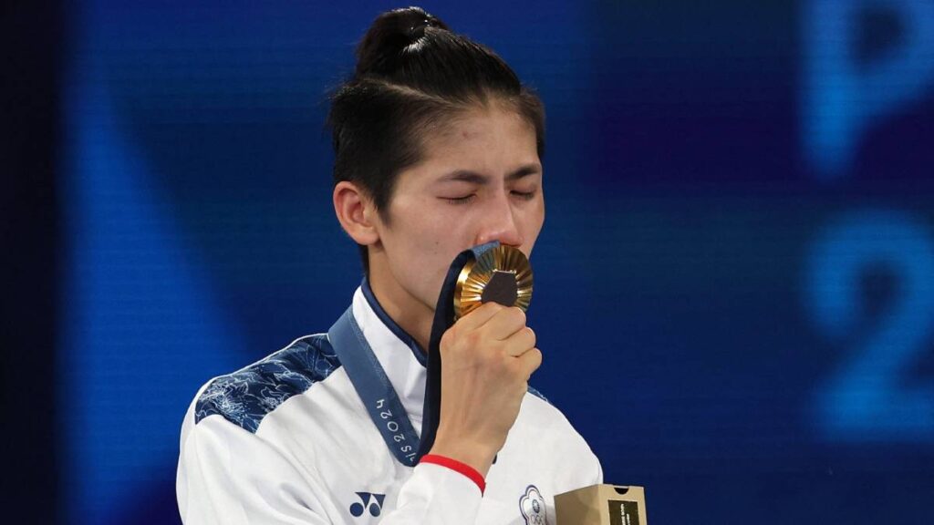 Lin Yu-ting celebra con la medalla de oro. Reuters