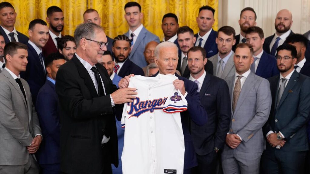 Los Rangers visitaron la Casa Blanca para celebrar su titulo de 2023 | AP