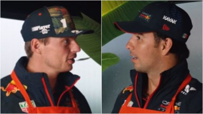 Max Verstappen, incrédulo ante el error de Checo al confundir los colores de la bandera de Países Bajos