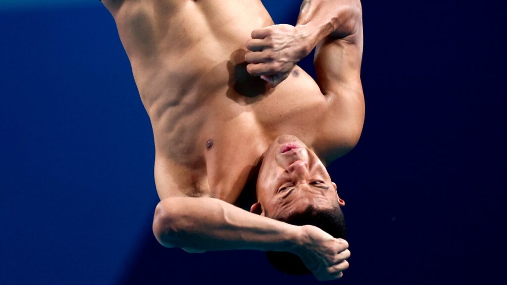 Luis Felipe Uribe, en la final de saltos desde trampolín de 3 metros de Paris 2024. - Reuters.