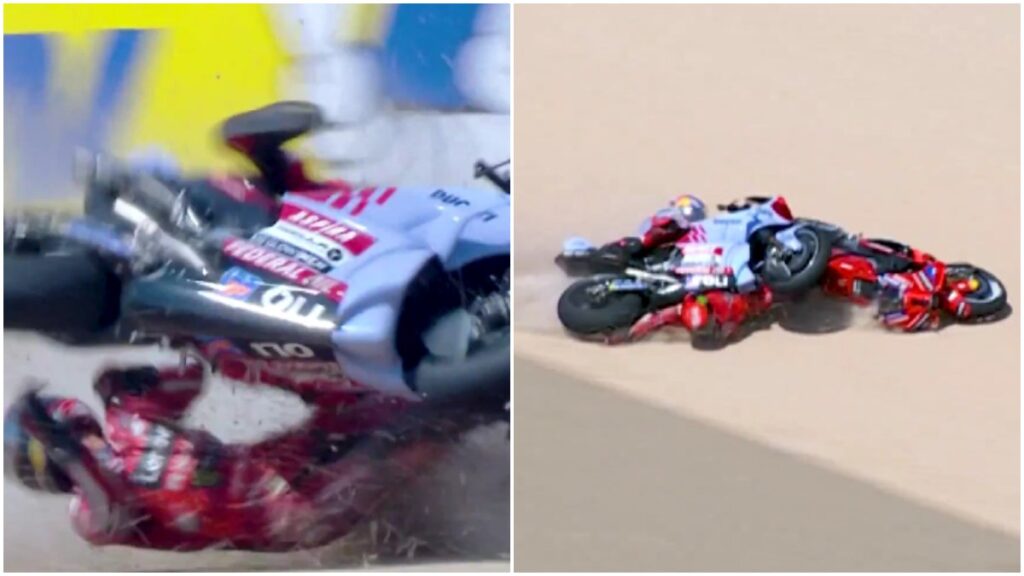 El accidente entre Pecco Bagnaia y Álex Márquez | Captura de Pantalla