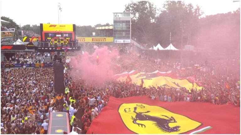 El espectacular festejo del público tras la victoria de Ferrari dentro del Gran Premio de Italia