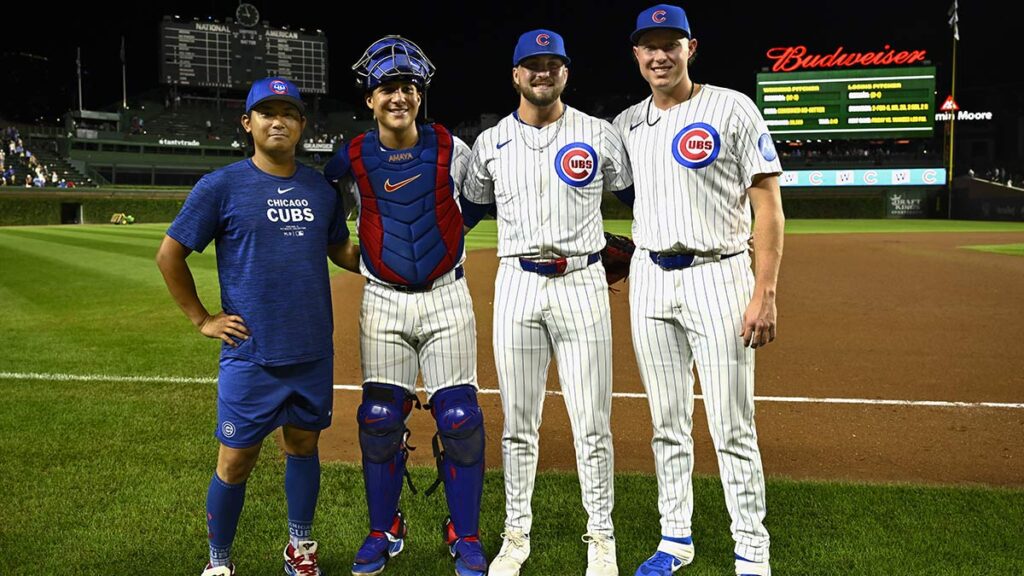 Chicago Cubs celebrando su no hitter combinado