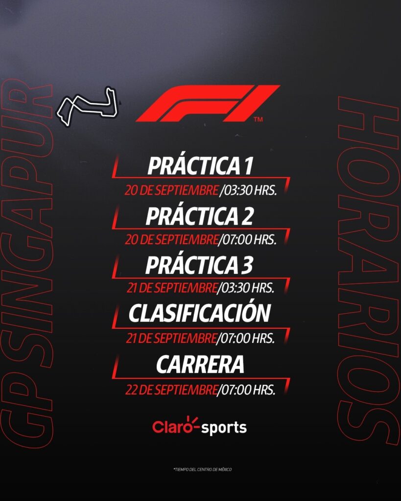 Horarios de las prácticas y el GP de Singapur.