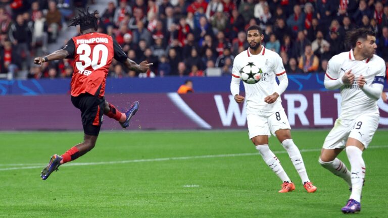 Boniface le da a Bayer Leverkusen la victoria ante Milan en la segunda fecha de la Champions League