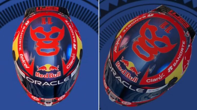 Casco de Checo Pérez se inspira en la lucha libre para el GP de México F1 2024