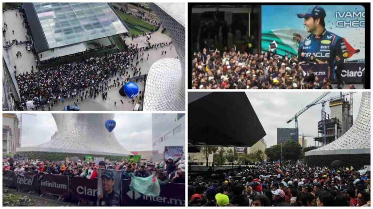 Baño de masas para el ídolo: así fue el espectacular recibimiento a Checo Pérez en Plaza Carso