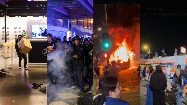 Los festejos de los Dodgers se salen de control: Saqueos, autobús incendiado, arrestos y mucho caos