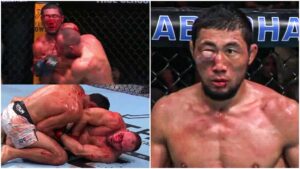 ¡Baño de sangre! Así quedó el rostro de Myktybek Orolba tras caer ante Mateusz Rebecki en UFC 308