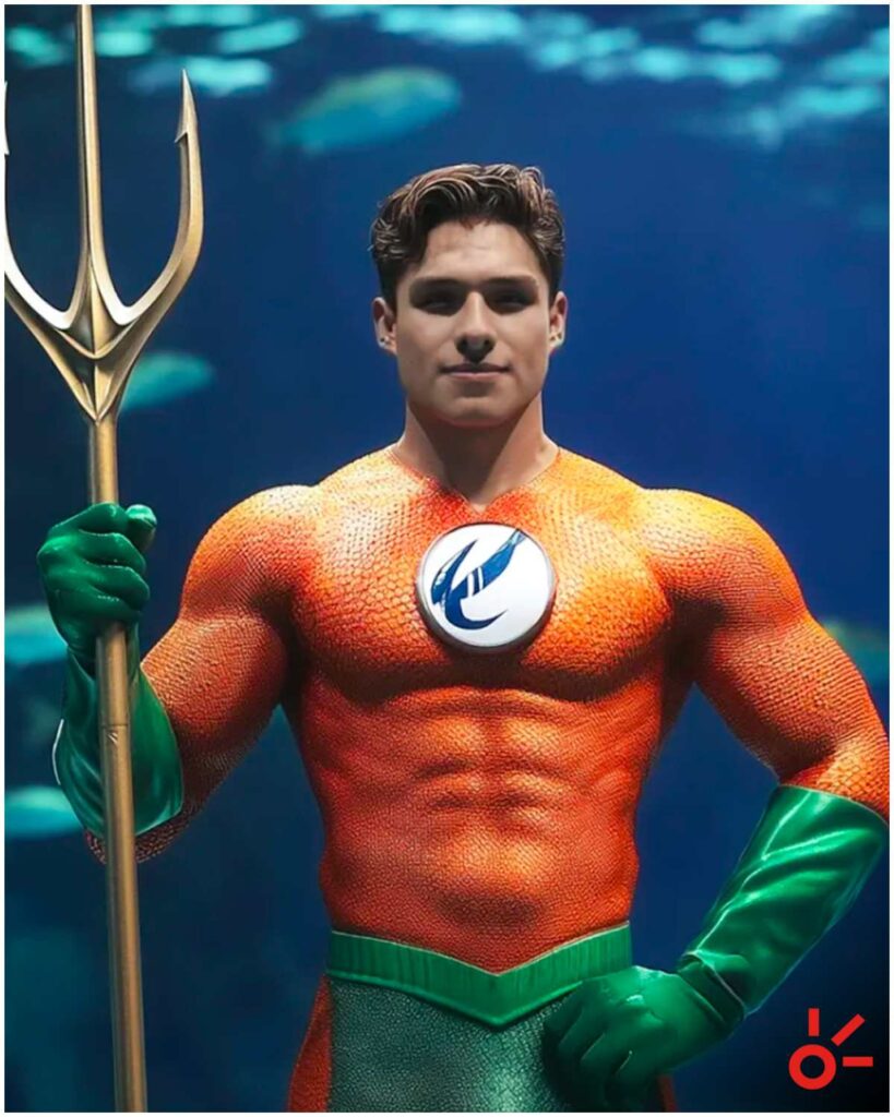 Osmar Olvera vestido de Aquaman para Halloween | Claro Sports