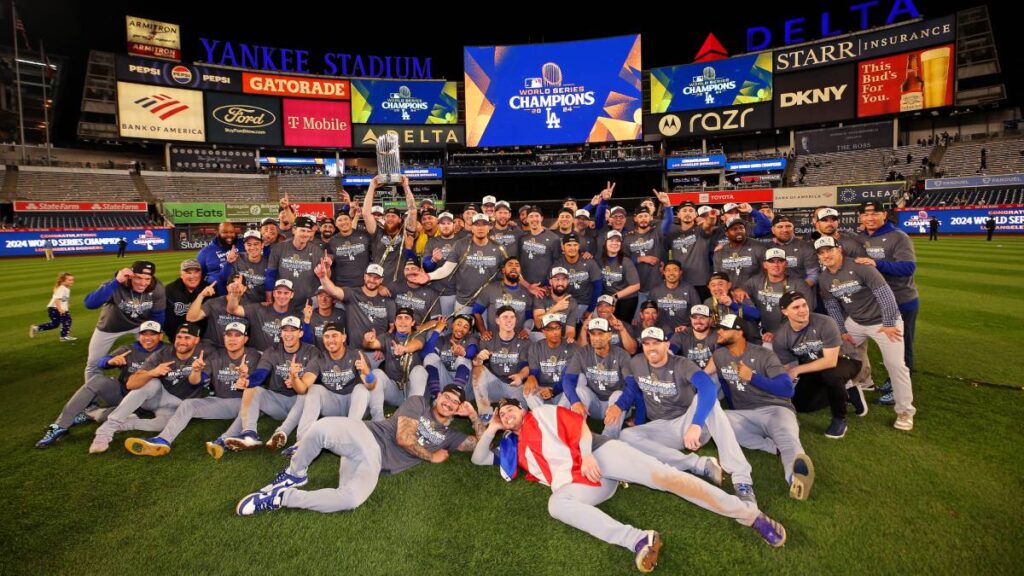 Los Dodgers celebrando el título de Serie Mundial 2024