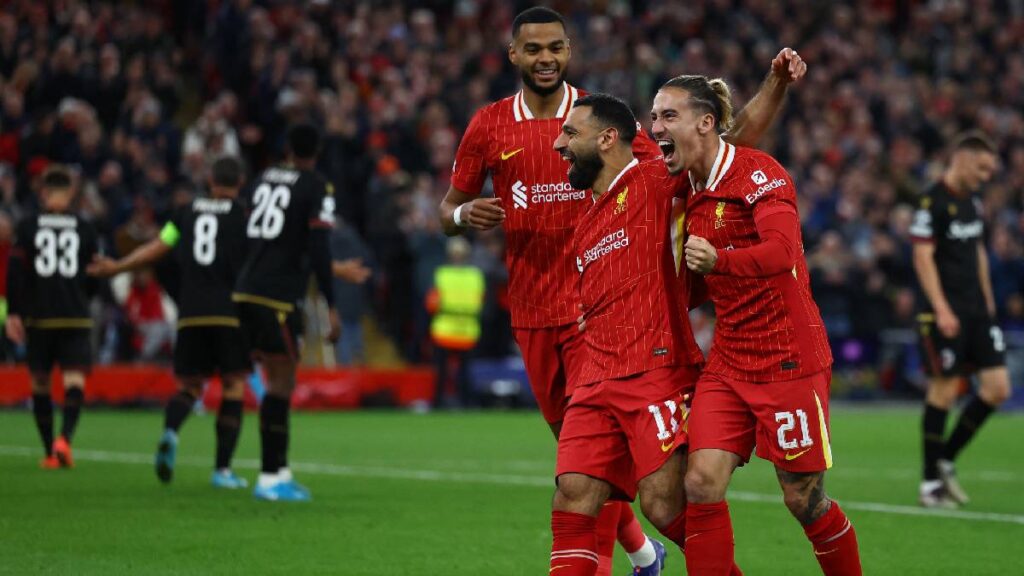 Liverpool celebrando la victoria ante Bolonia por la fecha 2 de la Champions League / Reuters