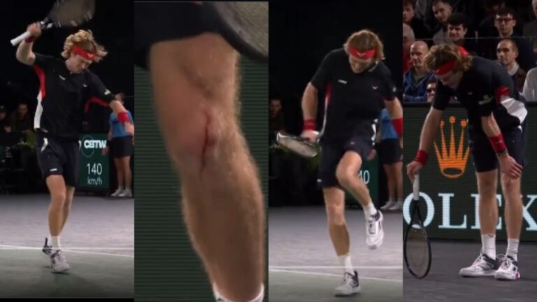 Masters 1000 de París: Rublev explota y se golpea con brutalidad en la rodilla hasta sangrarse