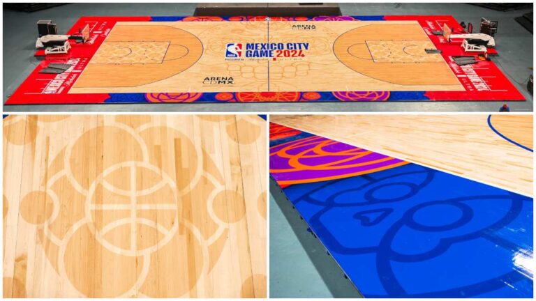 Con calavera y el Día de Muertos por todos lados: así luce la cancha de la Arena CDMX para el juego de la NBA 2024 entre Miami y Washington