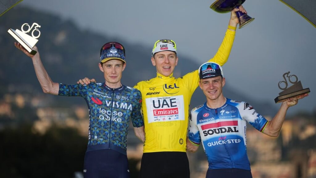 Vingegaard, Pogacar y Evenepoel | AP. 