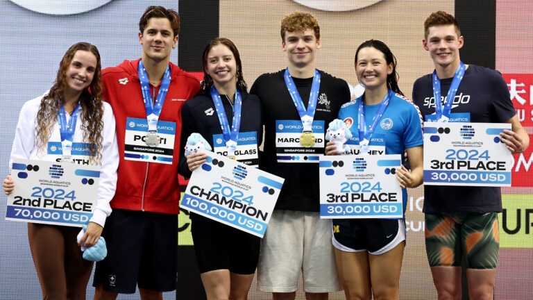 ¡Campeones absolutos! Kate Douglass y Leon Marchand suman un oro más en el último día de la Copa del Mundo de Natación en Singapur