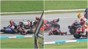 ¡Inverosímil! Motociclista cae, es arrollado por otra moto y sale ileso en el MotoGP