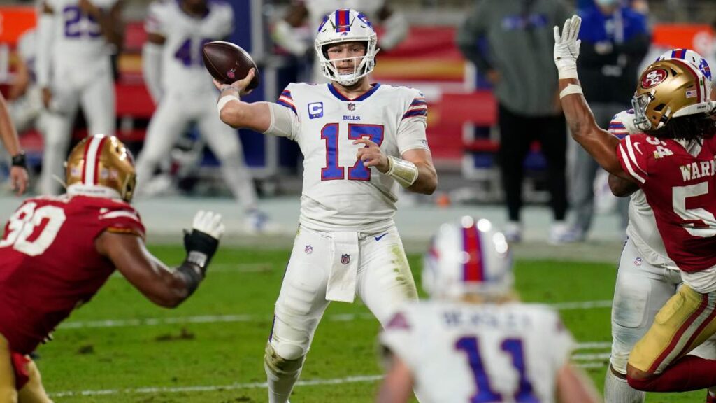 Josh Allen durante encuentro ante 49ers