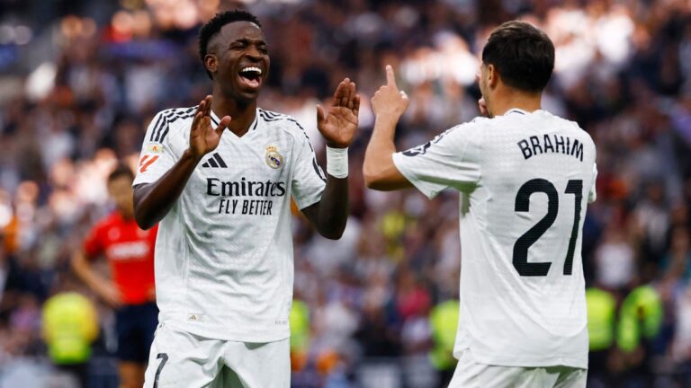 ¡Vinicius Jr en modo Balón de Oro! El brasileño marca un hat trick en la goleada del Real Madrid ante el Osasuna