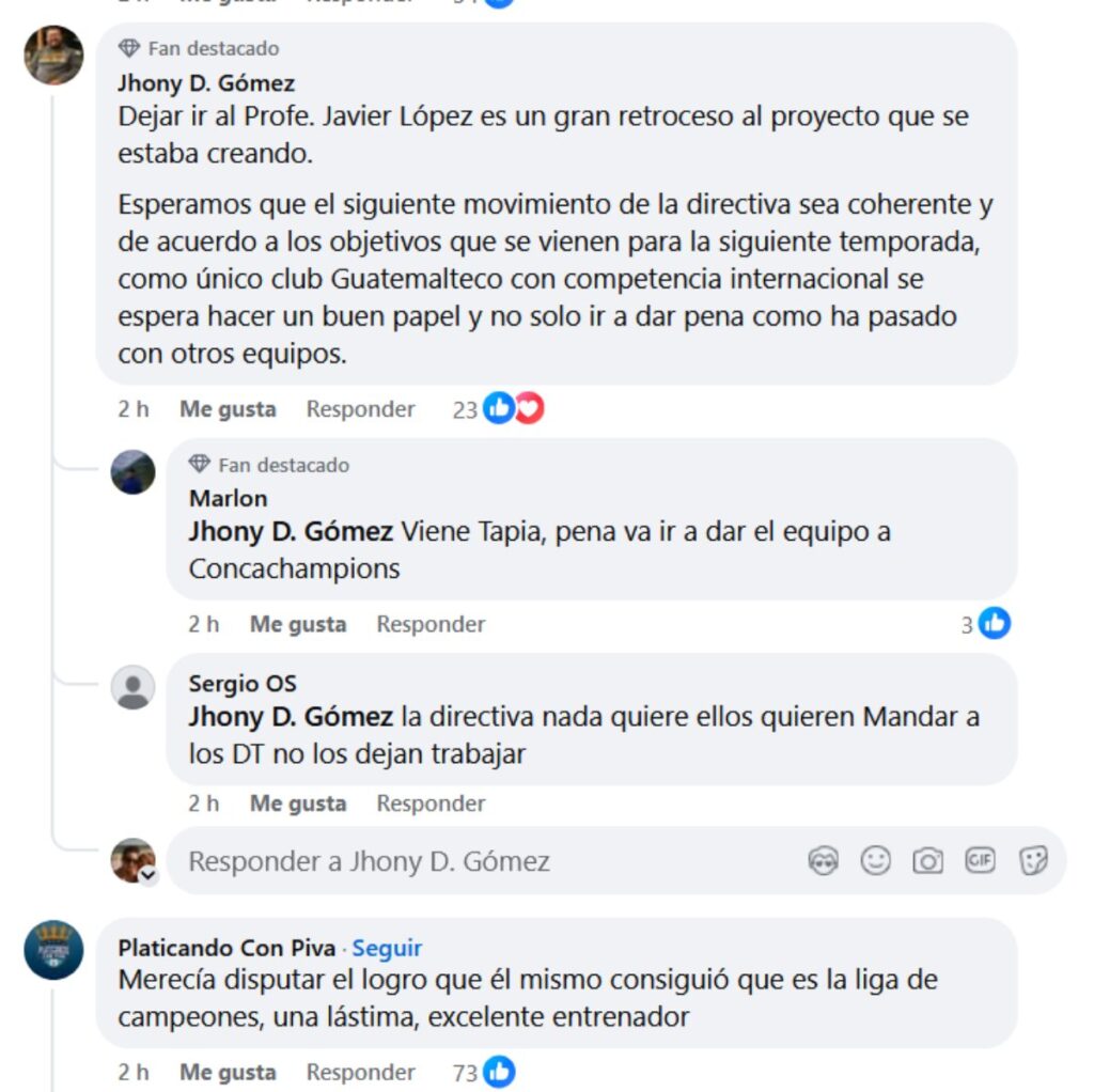 Los fans de Antigua GFC y la salida de Javier López