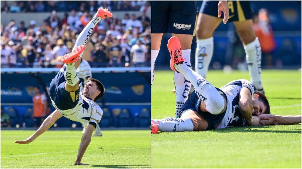 Nacho Pussetto y el momento de su lesión. | Imago7.